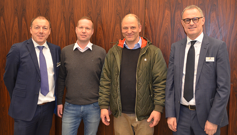 Wim Waelkens (Business Unit Manager Argent Alu), Harald Bäumer (Geschäftsführender Gesellschafter BTM), Meinolf Nöthe (Gesellschafter BTM), Diederik Vervenne (Sales Manager Export Argent Alu)
